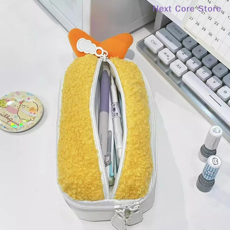 Fried Shrimp Pencil Case – Large Capacity Cute Fabric Pouch Novelty Pencil Case HIP