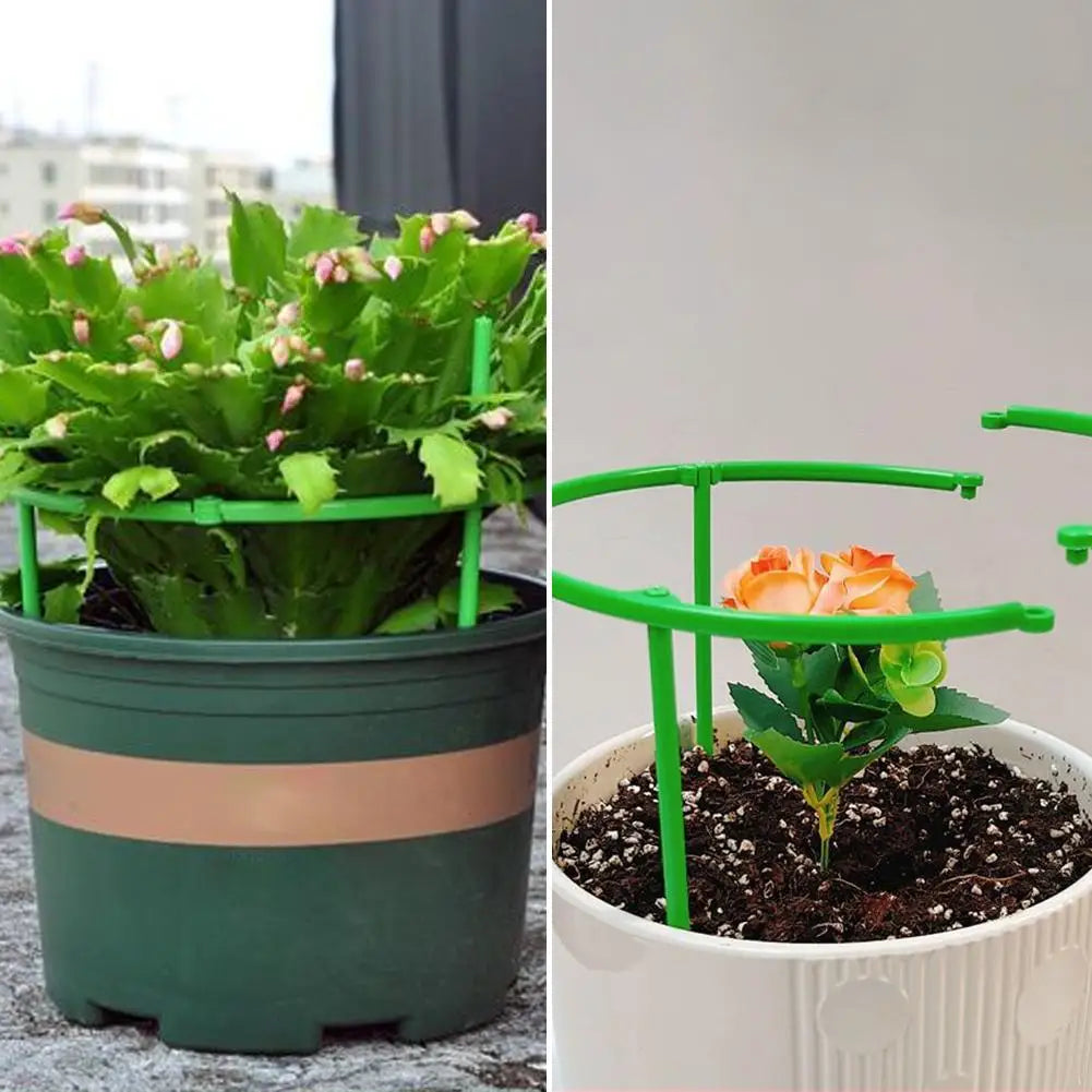 Stackable Plastic Plant Support Rings - 10-Tier Garden Stakes for Climbing Flowers, Vines, Vegetables | Durable Green HIP