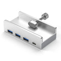 OULLX Aluminum USB-C 4-Port USB 3.0 Hub SD TF Card Reader Dock USB Hub Dock HIP 3USB 1TYPE C Silver