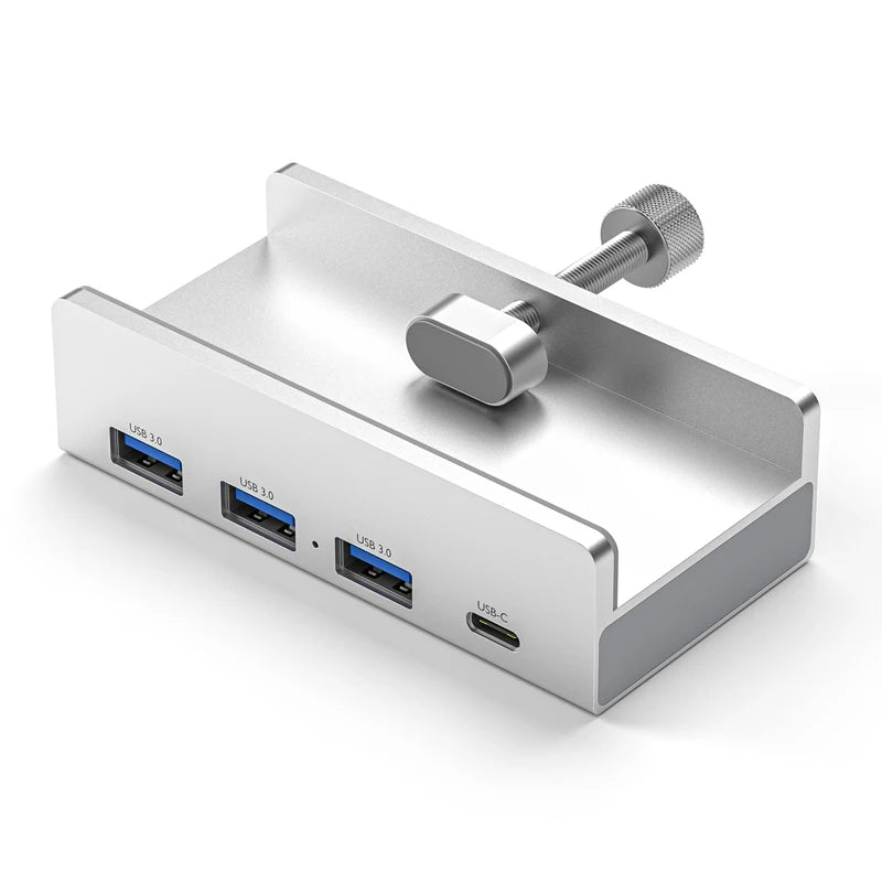 OULLX Aluminum USB-C 4-Port USB 3.0 Hub SD TF Card Reader Dock USB Hub Dock HIP 3USB 1TYPE C Silver