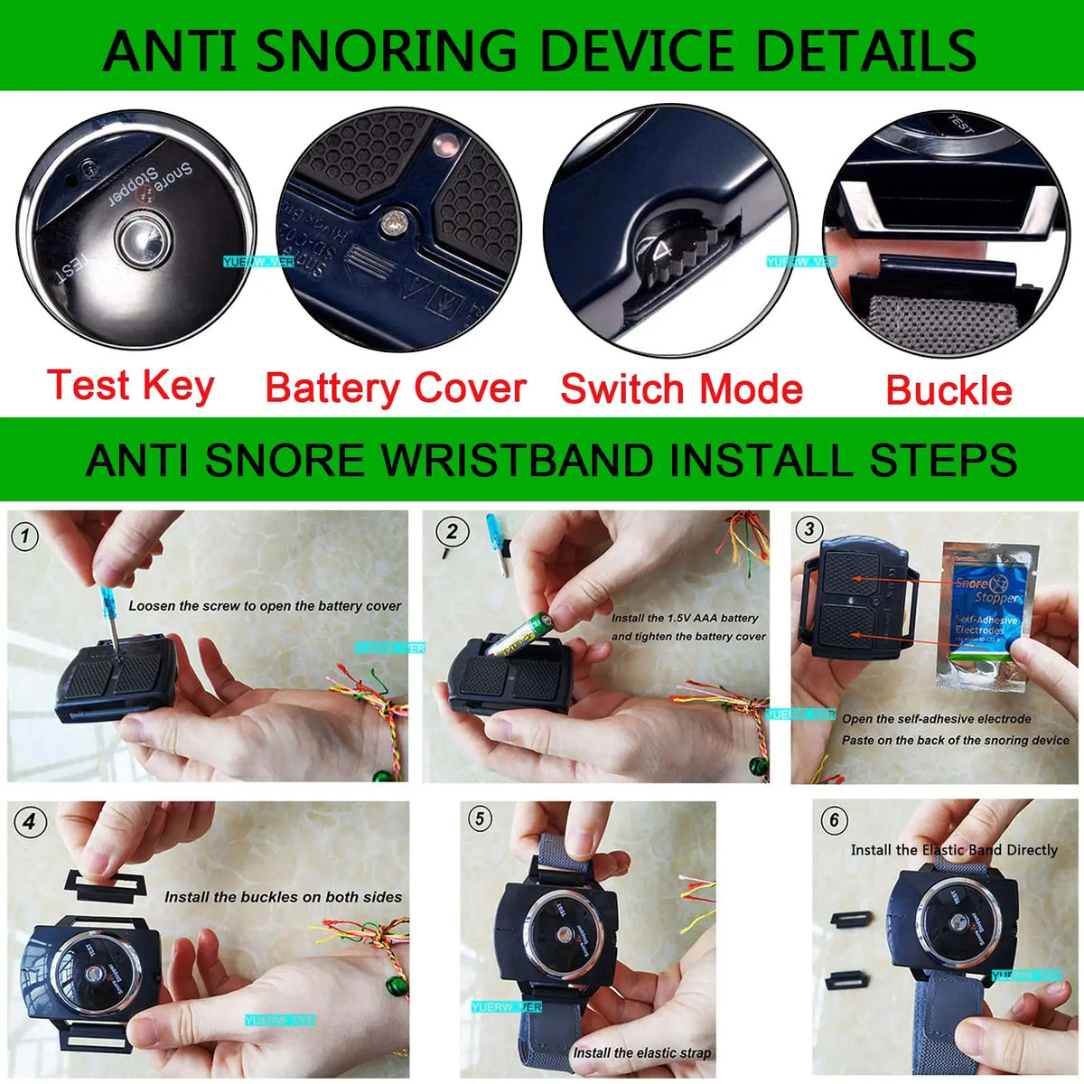 Anti-Snore Biosensor Wristband – Auto Sleep Aid | CAMMUO Anti-Snore Wristband HIP