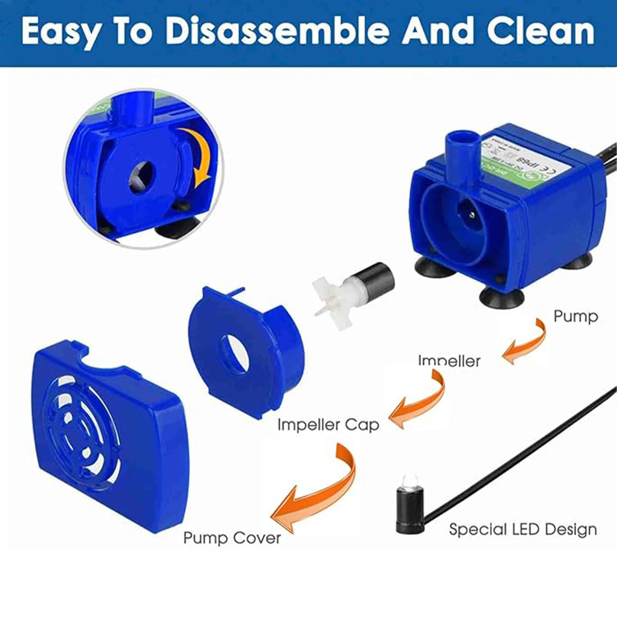 Cat Water Fountain Pump, Pet Fountain Led Replacement Pump DR-DC160 Motor, Suitable For Flower-Shaped Faucet Cat Water Dispenser HIP