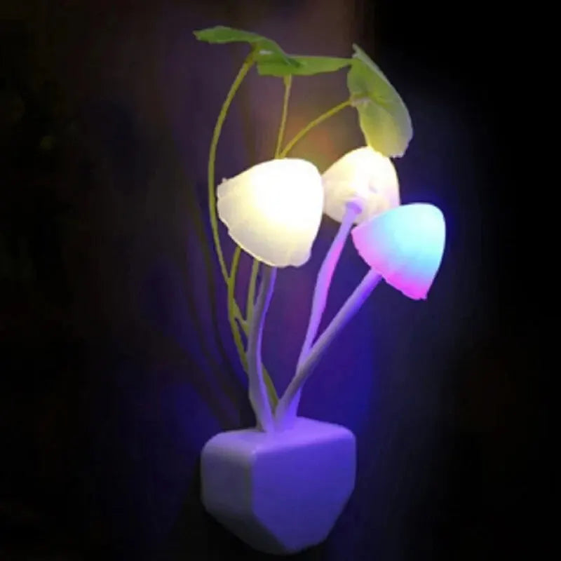 Novelty Mushroom Fungus Night Light EU & US Plug Light Sensor 220V 3 LED Colorful Mushroom Lamp Led Night Lights HIP