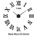 Frameless Acrylic Sticker DIY Roman Numerals Wall Clock Silent 40cm/90cm Clock For Bedroom Living Room Office Decoration Gift HIP Black 90cm 35.43inch