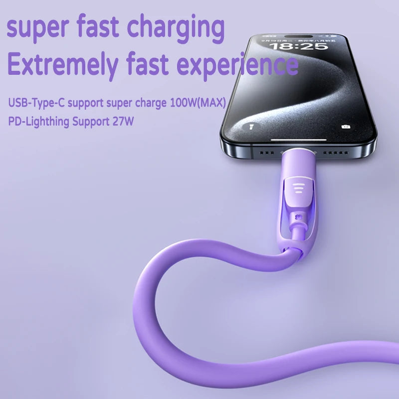 66W Charging Cable Four in One Pd Liquid Tablet Flash Charging Suitable for iPhone, Huawei, Xiaomi Fast Charging Data Cable HIP