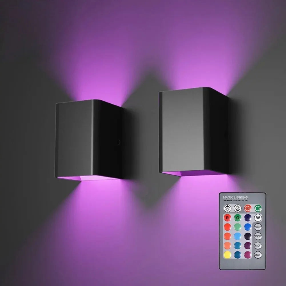 Dimmable Square Led Wall Lights Aisle Corridor Multicolor Up Down Lamps With Remote Control For Bedside Bedroom Home Decoration HIP