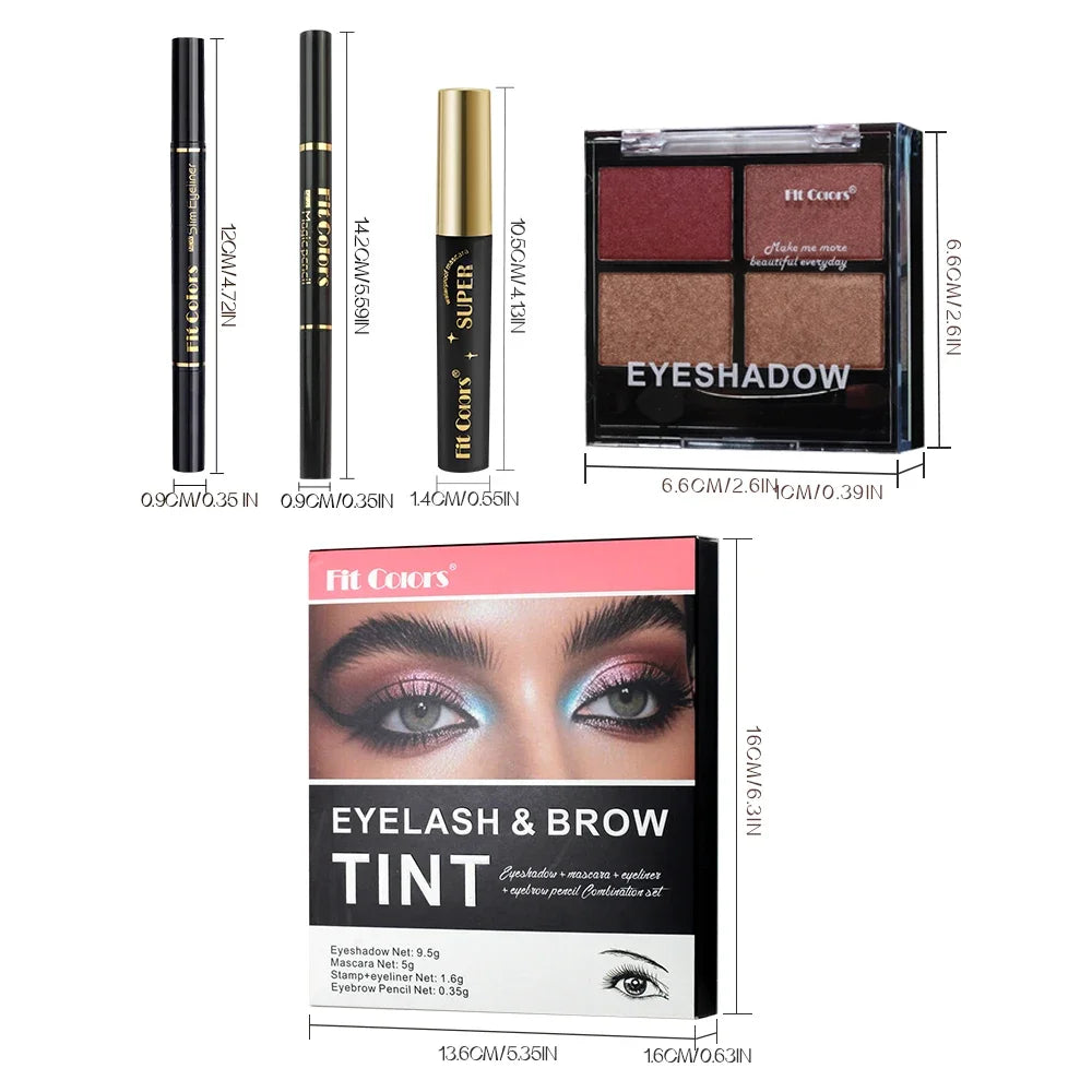 Fit Colors 4-in-1 Waterproof Eye Makeup Set – Shadow, Mascara & Liner Eye Makeup Set HIP