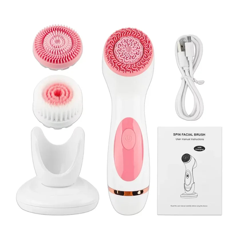 5-in-1 Electric Facial Cleansing Brush & Skin Massager Facial Cleansing Device HIP Upgrade to pink