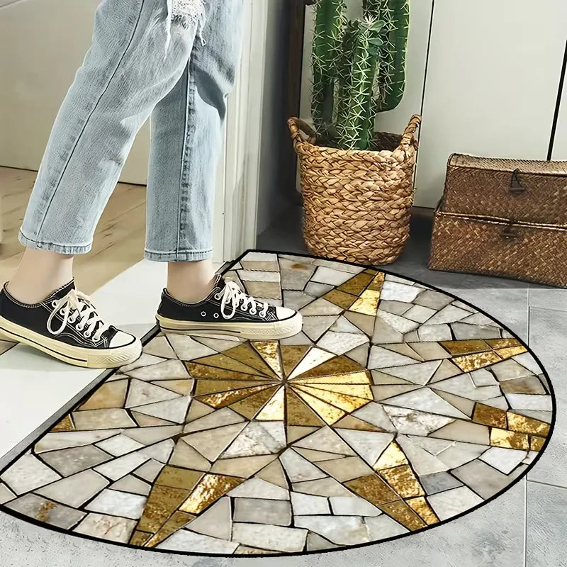 Semi-Circular Geometric Mosaic Door Mat – Indoor & Outdoor Decorative Door Mat HIP