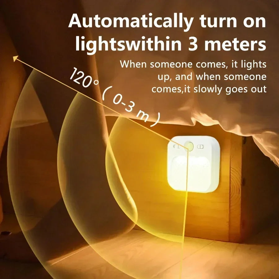 4 Pack Motion Sensor LED Night Light Rechargeable Cabinet Light For Bedroom Stairs Hallway Kitchen Closet Lights Wardrobe Lamp HIP