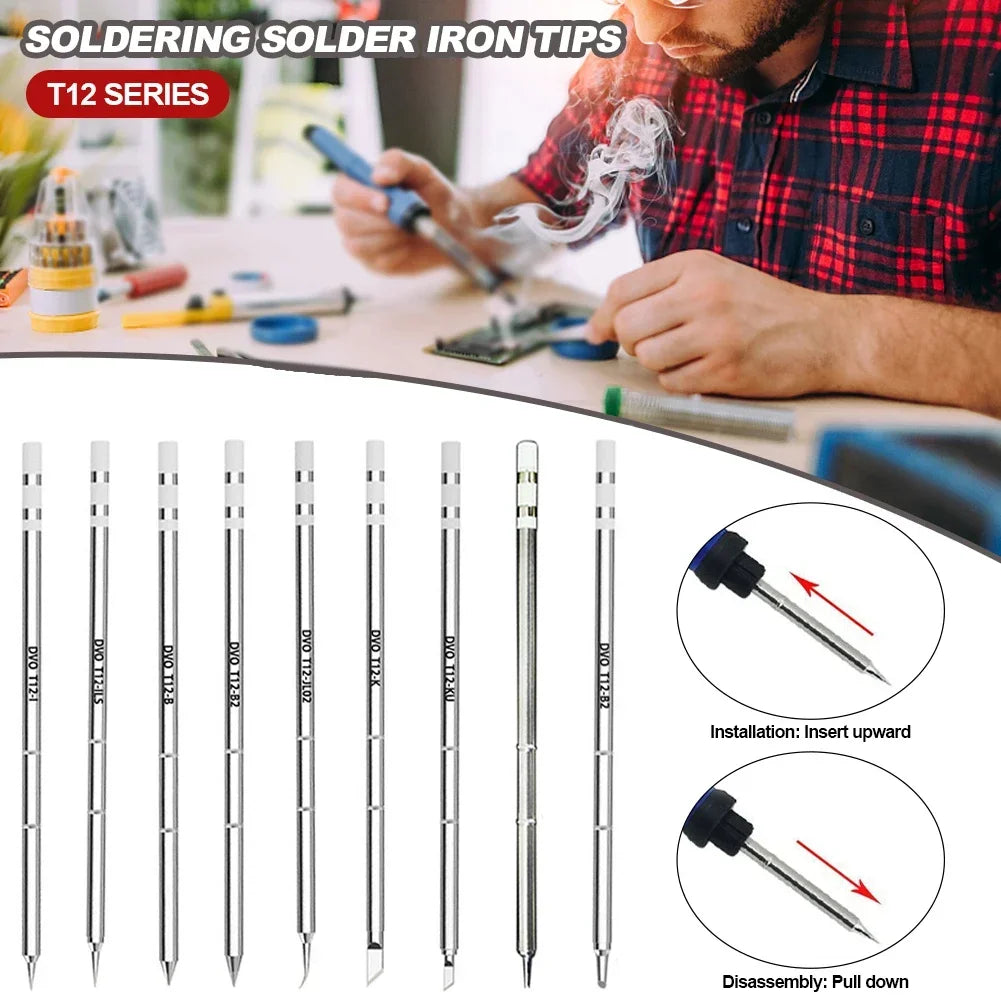 T12 Soldering Solder Iron Tips T12 Series Iron Tip For Hakko FX951 STC AND STM32 OLED Soldering Station Electric Soldering Iron HIP
