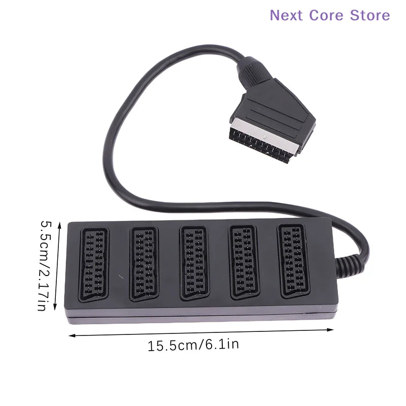 21-Pin SCART 5-Way Splitter | 1 Male to 5 Female Adapter SCART Splitter Adapter HIP