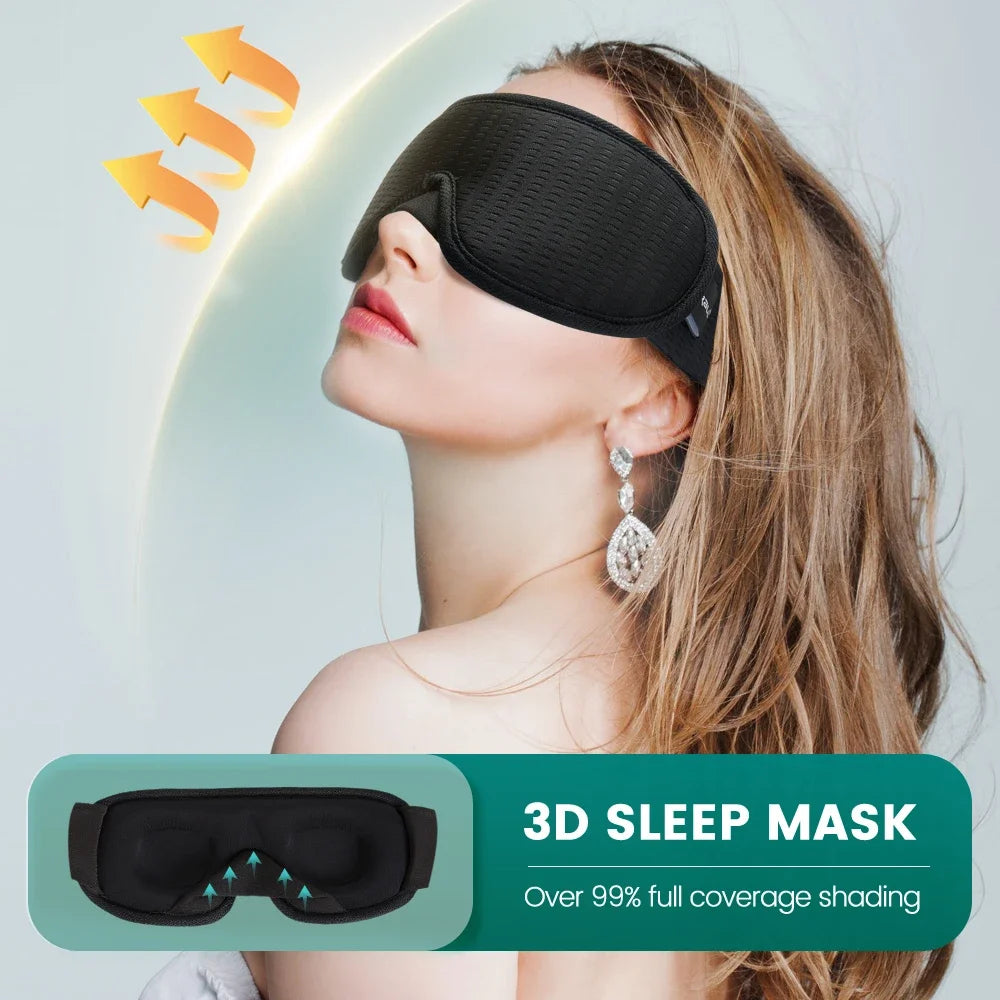 3D Contoured Sleep Mask – Blackout, Breathable & Adjustable Sleep Eye Mask HIP