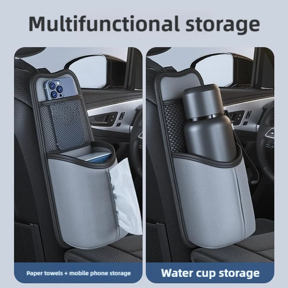 PU Leather Car Seat Side Storage Bag & Bottle Holder Car Seat Organizer HIP