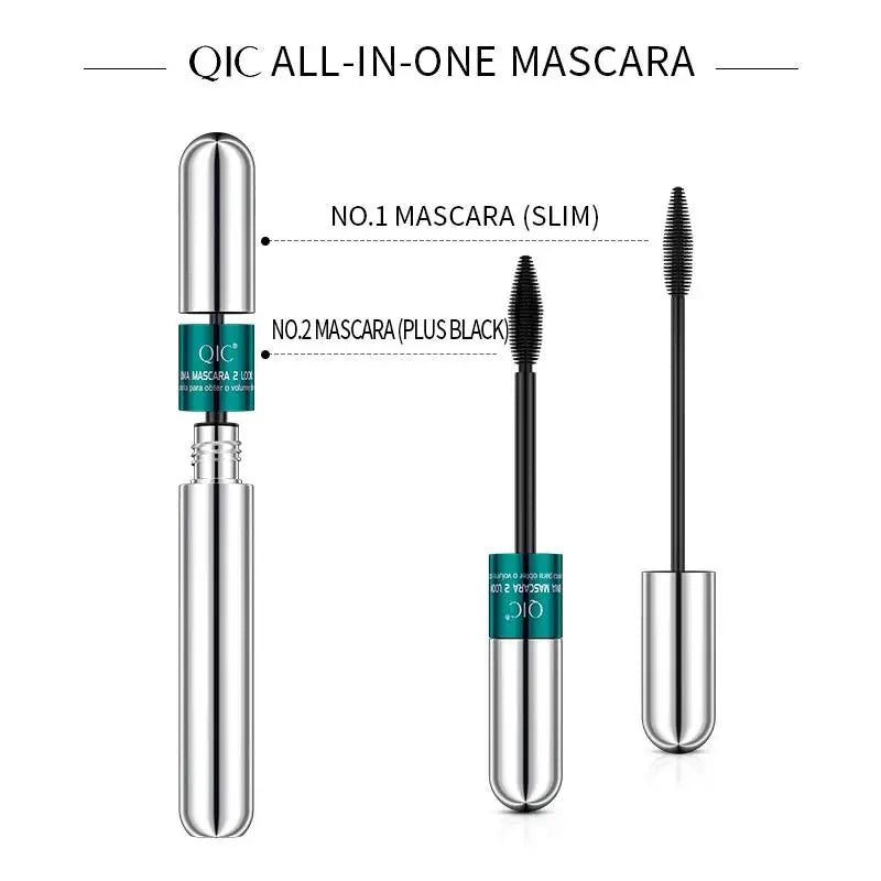 QIC 2-in-1 4D Silk Fiber Mascara – Waterproof & Volumizing Volumizing Mascara HIP