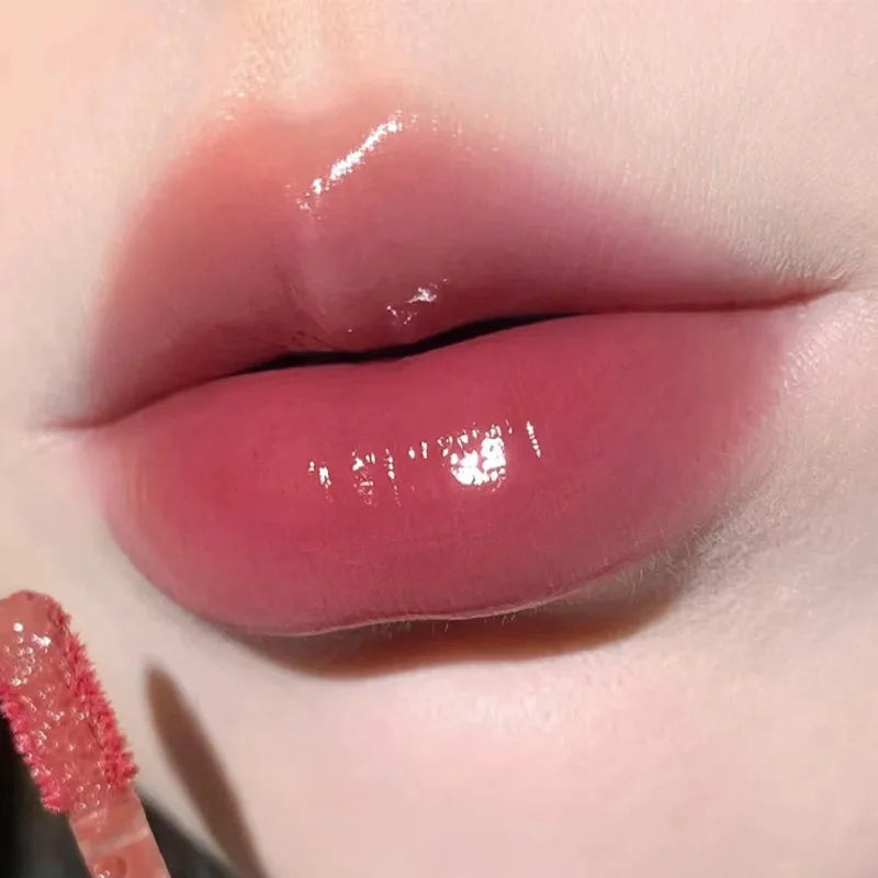 New Jelly Mirror Lip Glaze Water Lipgloss Sexy Red Lip Tint Liquid Lipstick Long-lasting Moisturizing Natural Beauty Lip Makeup HIP 05