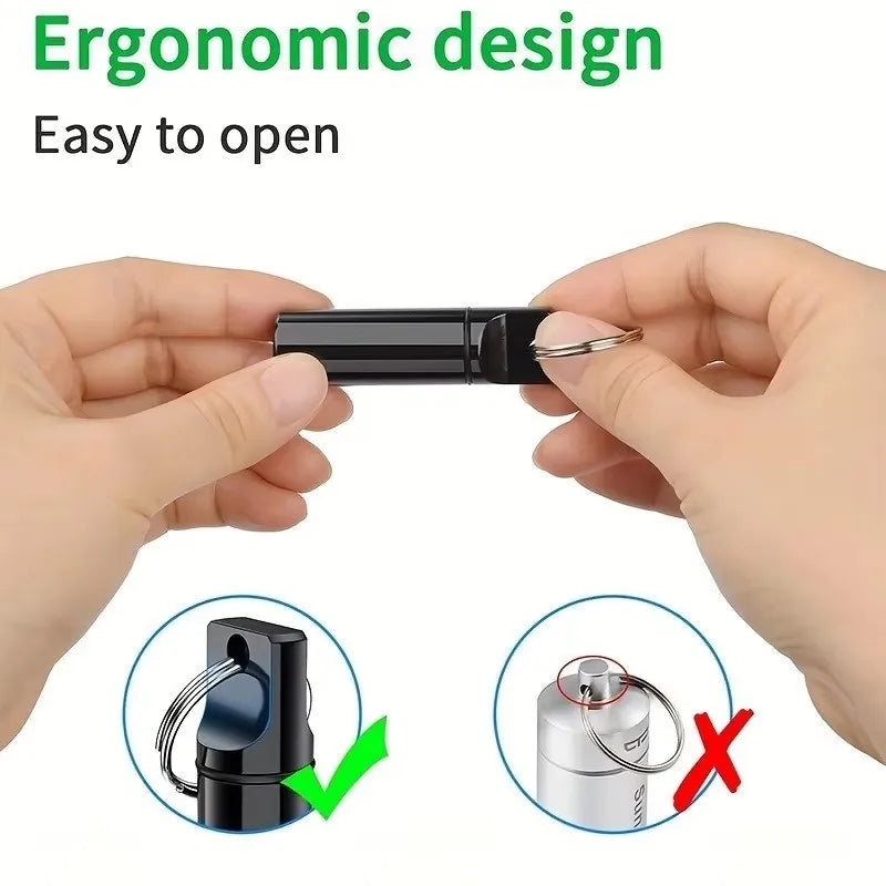 Waterproof Aluminum Pill Box Case with Key Ring | Airtight Pill Case Organizer HIP
