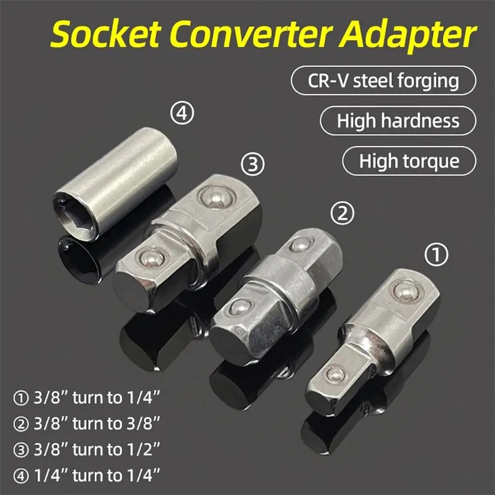4-Piece Socket Converter Adapter Set – 1/4, 3/8, 1/2 Drive Socket Adapter Set HIP