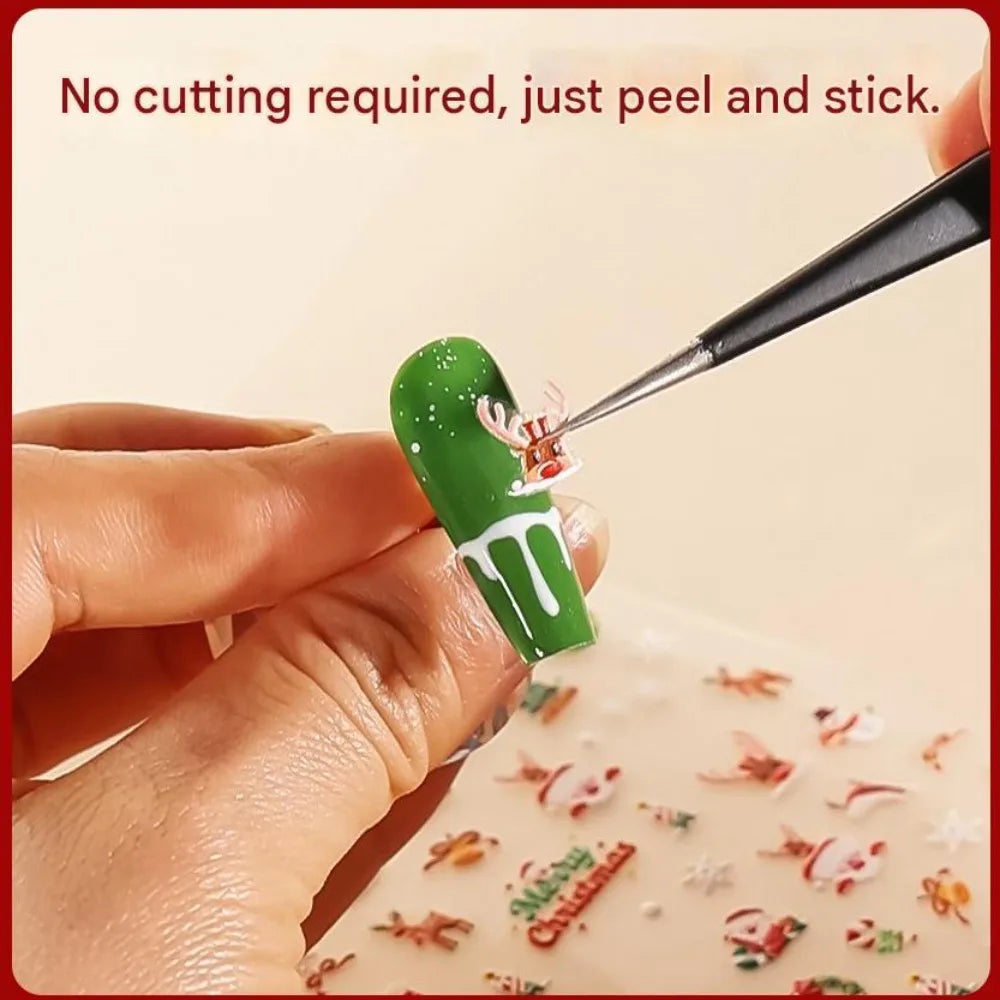 5D Embossed Nail Art Stickers Waterproof Halloween Christmas Handset Decals DIY Manicure Graffiti Decoration Nails Art Ornament HIP