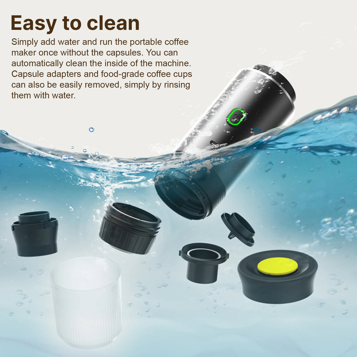 Portable Coffee Machine 3 in 1 Cordless Electric Coffee Maker Work With Capsule and Ground Coffee 15Bar Mini Cold Brew HIP