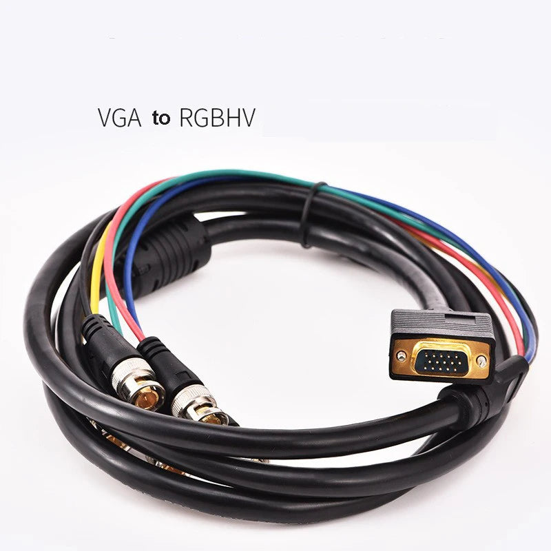 VGA to 5 BNC RGBHV Cable 1080P HD – 1.5m & 3m | OULLX VGA to BNC Cable HIP
