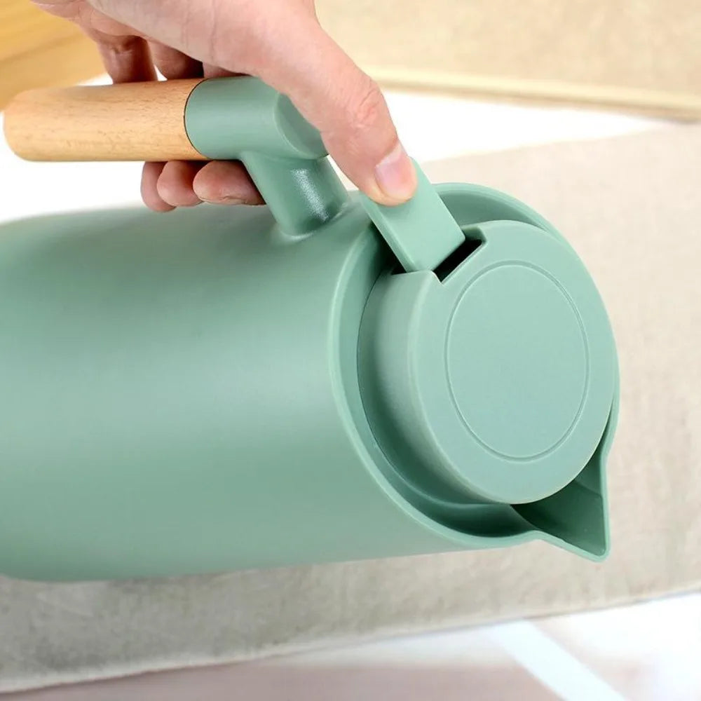 1L Nordic Vacuum Flask – Double Wall Glass Liner & Wood Handle Vacuum Flask HIP