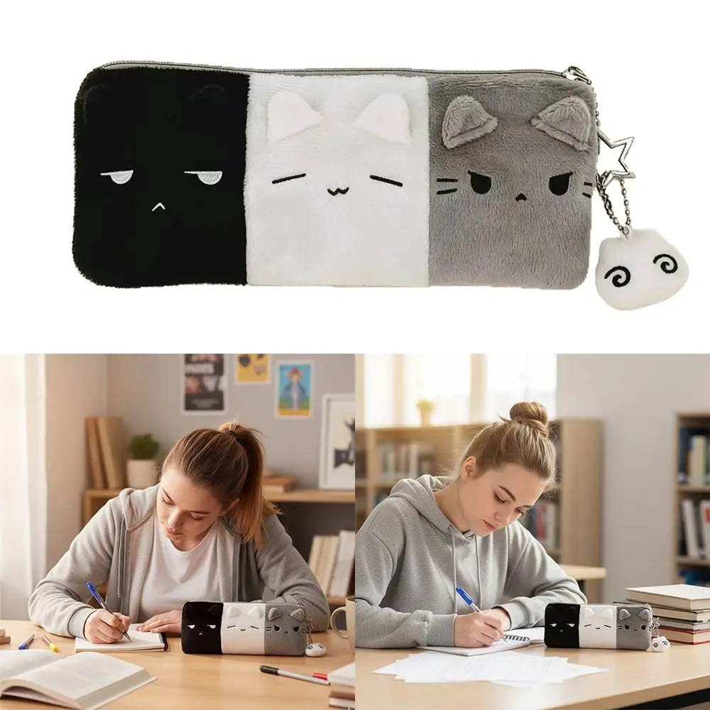 Black White Grey Kitten Pencil Case – Large Capacity Pouch Pencil Case HIP