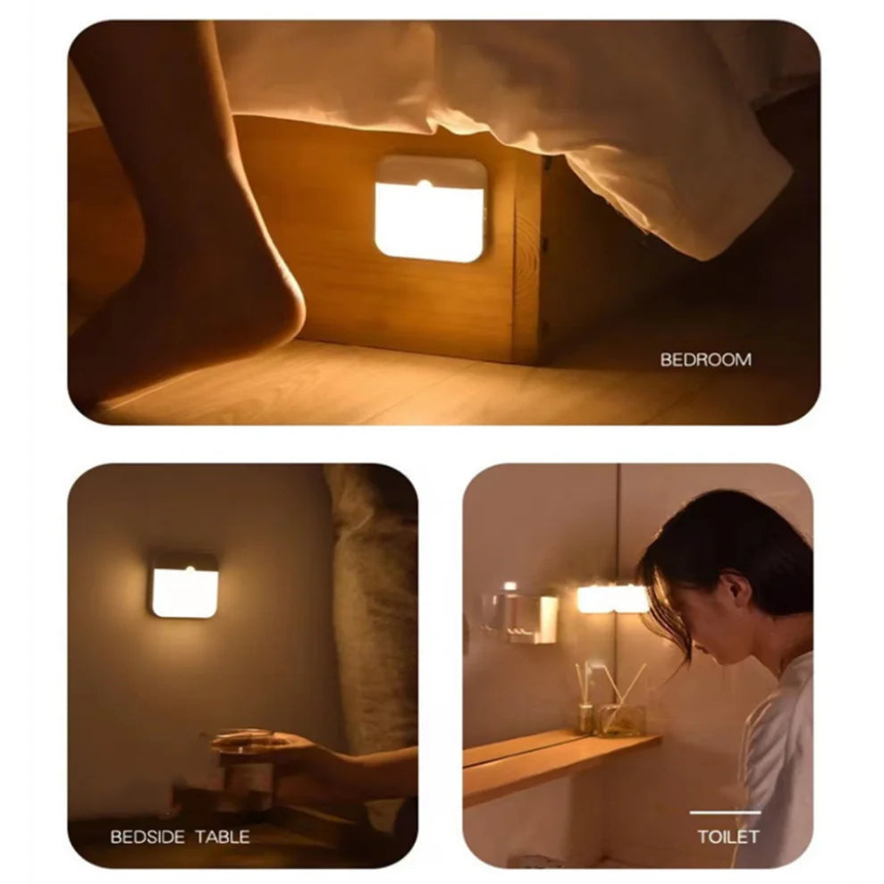 Motion Sensor LED Night Light – USB Rechargeable Square Lamp Motion Sensor Night Light HIP