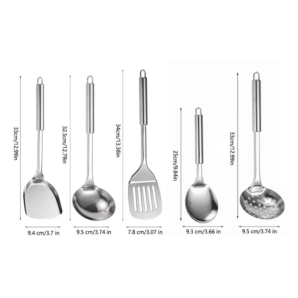 5Pcs Kitchen Cooking Utensils Set 304 Stainless Steel Practical Spatula Kitchen Utensil Set Cooking Tool Washable Spoons Utensil HIP