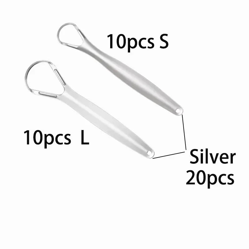 Stainless Steel Tongue Scraper Set | Fresh Breath Oral Care Tongue Scraper HIP C738-Silver-SL-20pcs