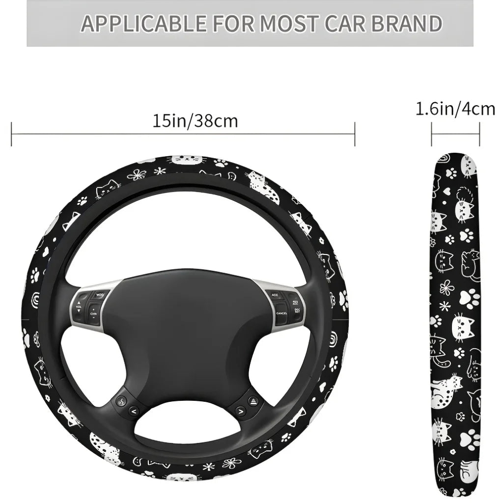 Cute Kitten Car Steering Wheel Cover – Soft & Breathable Steering Wheel Cover HIP