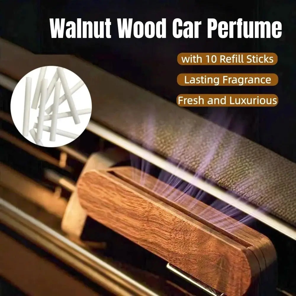 Solid Wood Car Air Freshener Diffuser + 10 Refill Sticks Car Air Freshener HIP