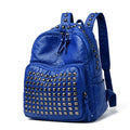 Luxury Rivet Punk PU Leather Backpack – Unisex Large Capacity PU Leather Backpack HIP Blue