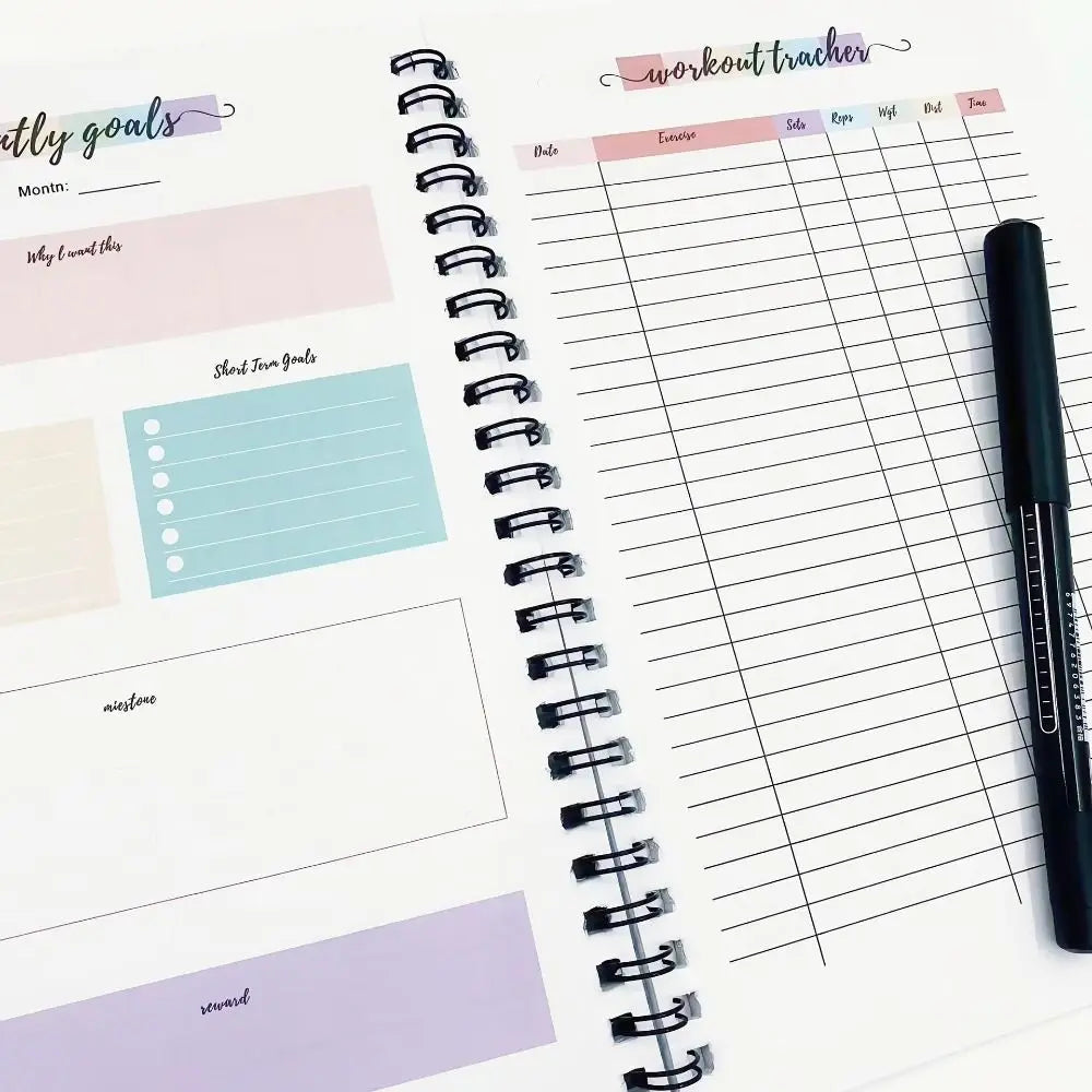 12-Month Wellness Fitness Goal Planner & Progress Tracker Book Wellness Goal Planner HIP