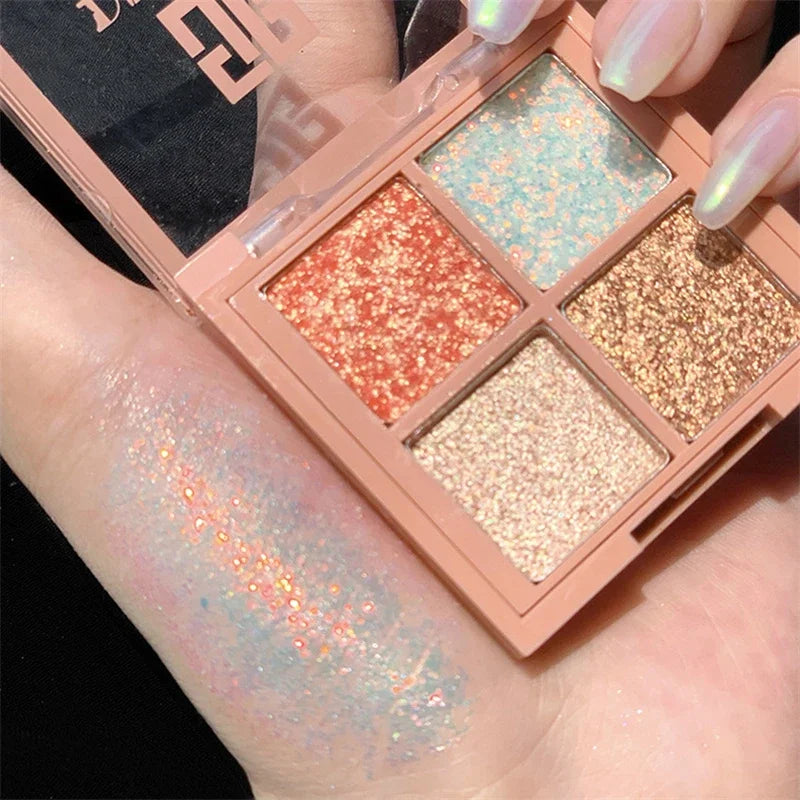 4 Colors Cool Toned Dark Eyeshadow Palette Black Smokey Palette Matte Glitter Waterproof Diablo Shimmer Nude Eye Pigment Makeup HIP 4Color 06