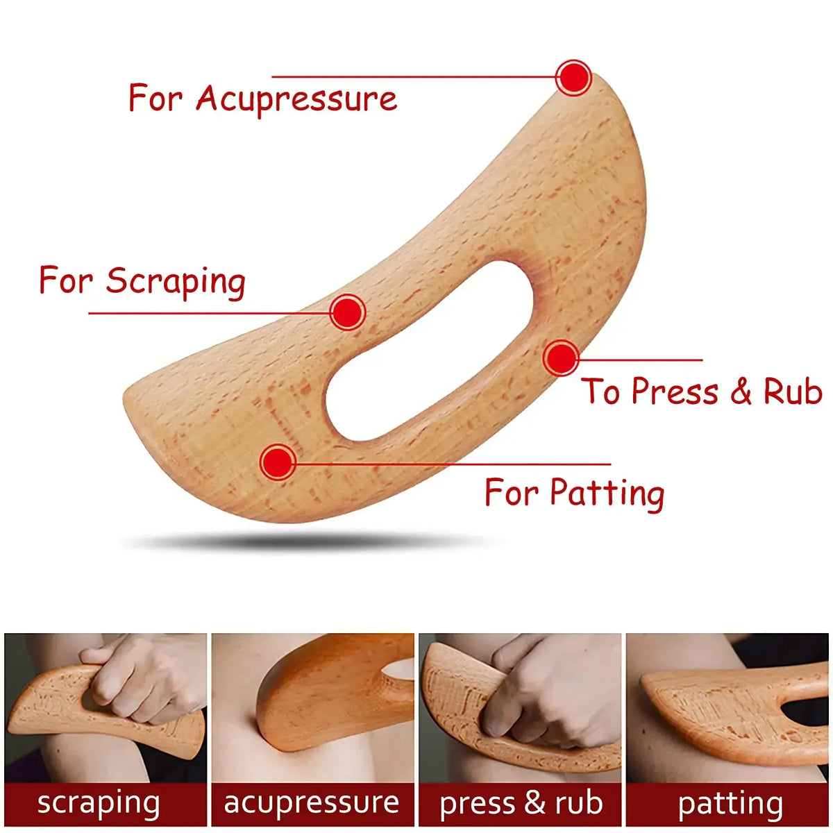 Natural Wooden Gua Sha Body Massager & Muscle Scraping Tool Gua Sha Massager HIP