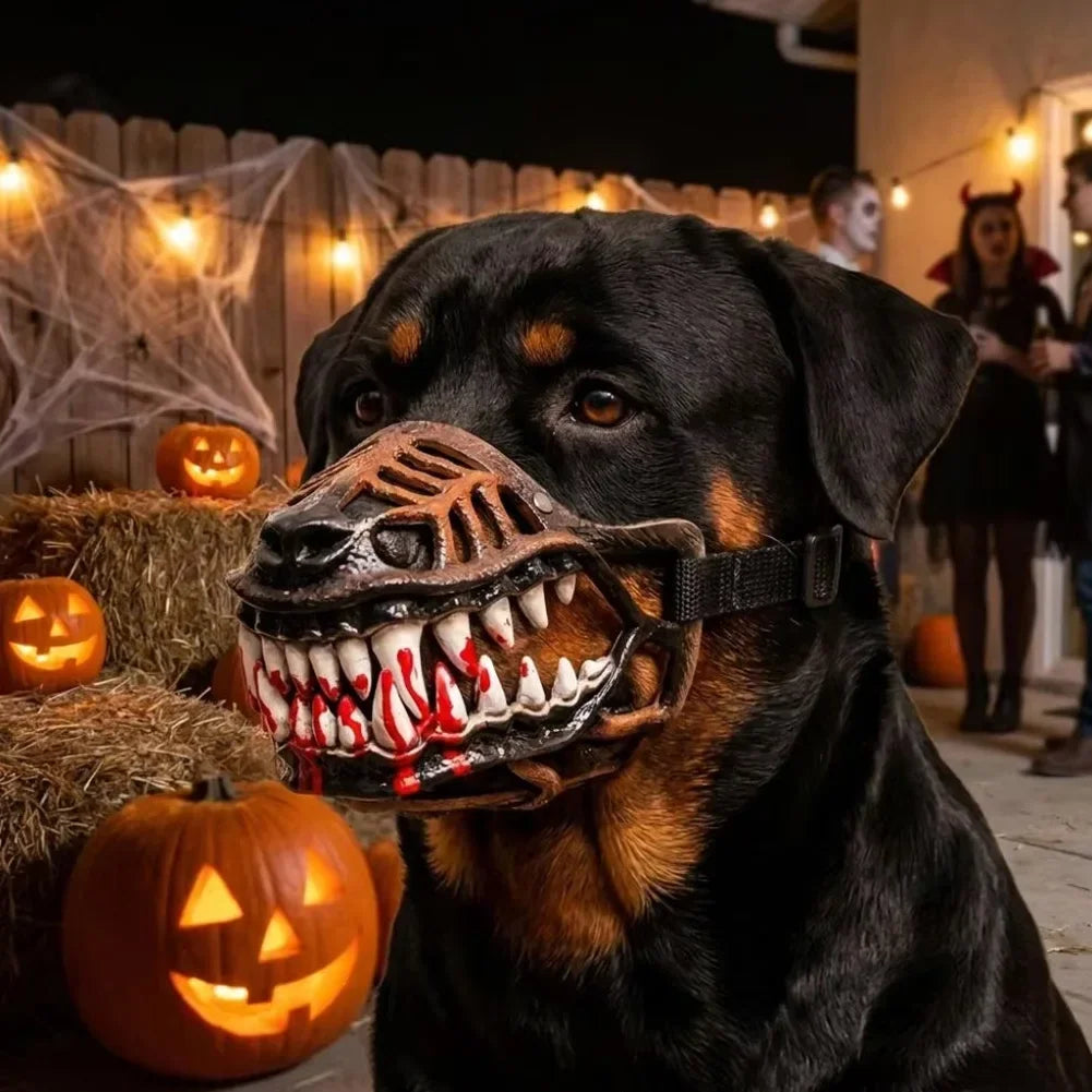 Dog Mask Halloween Mask Mobile Jaw Pet Dog Realistic Mischief Dog Mask Pet Teeth Halloween Role Playing Prop Medium Large Dog HIP