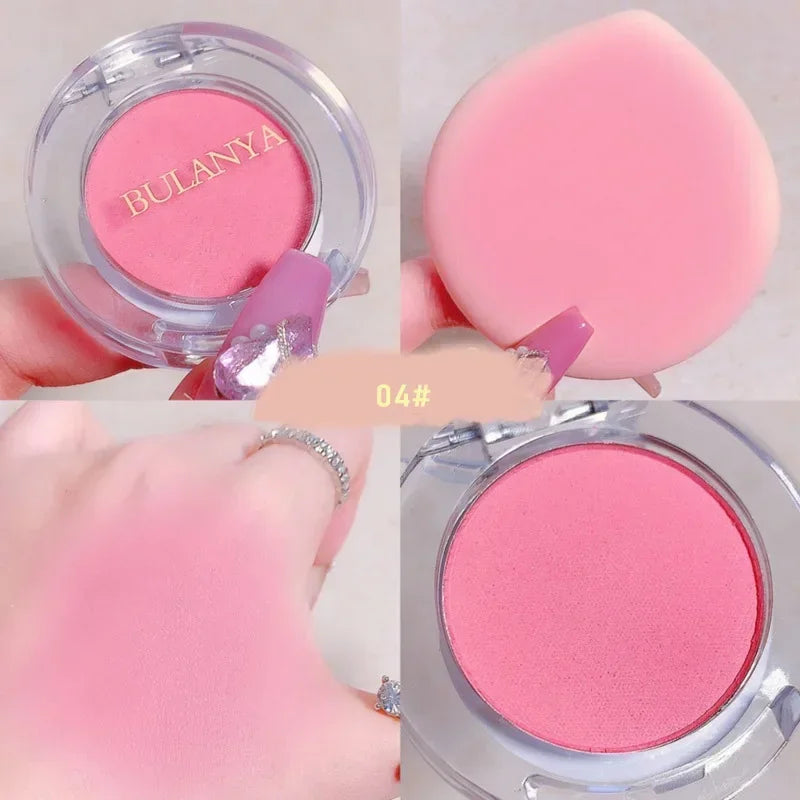 Nude Matte Blush Highlighter Contouring Powder Creamy Monochrome Women Peach Orange Natural Blush Purple Blue Face Brightening HIP 04