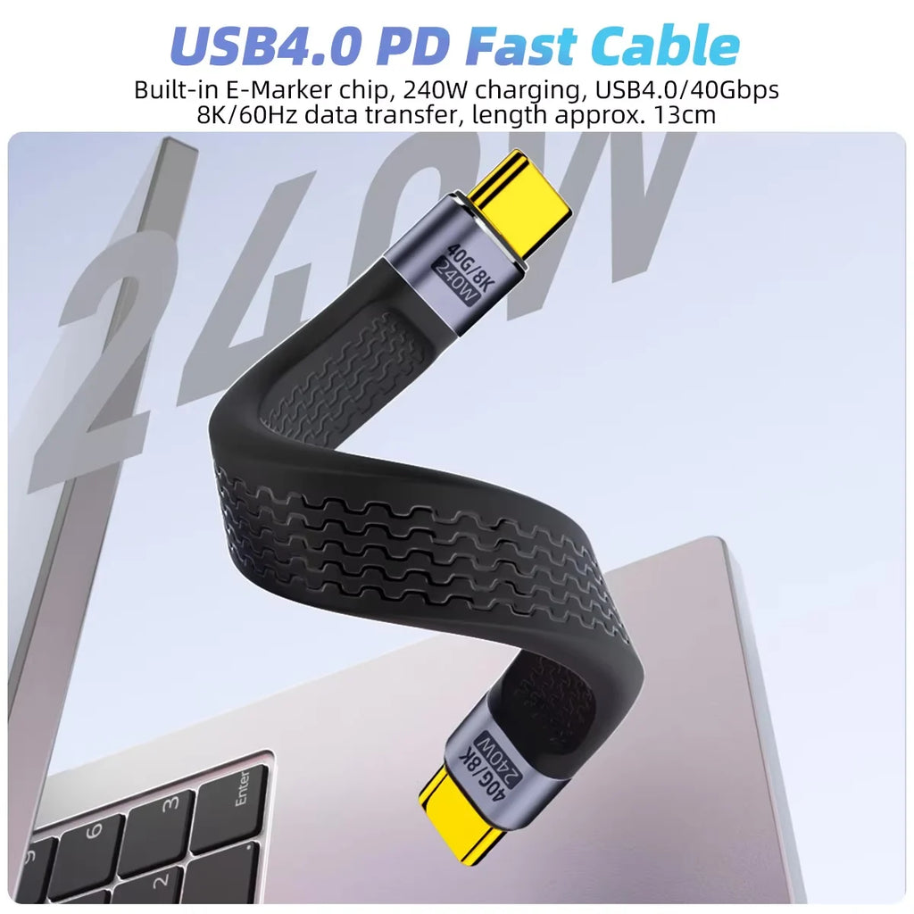 USB 4.0 Gen3 40Gbps USB-C Cable 240W PD Fast Charging USB-C Charging Cable HIP