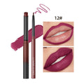 QIBEST Lipliner Pencil Lipstick Set Matte Nude Red Contour Tint Lipstick Long Lasting Non-stick Cup Lipliner Makeup Lip Stain HIP 12