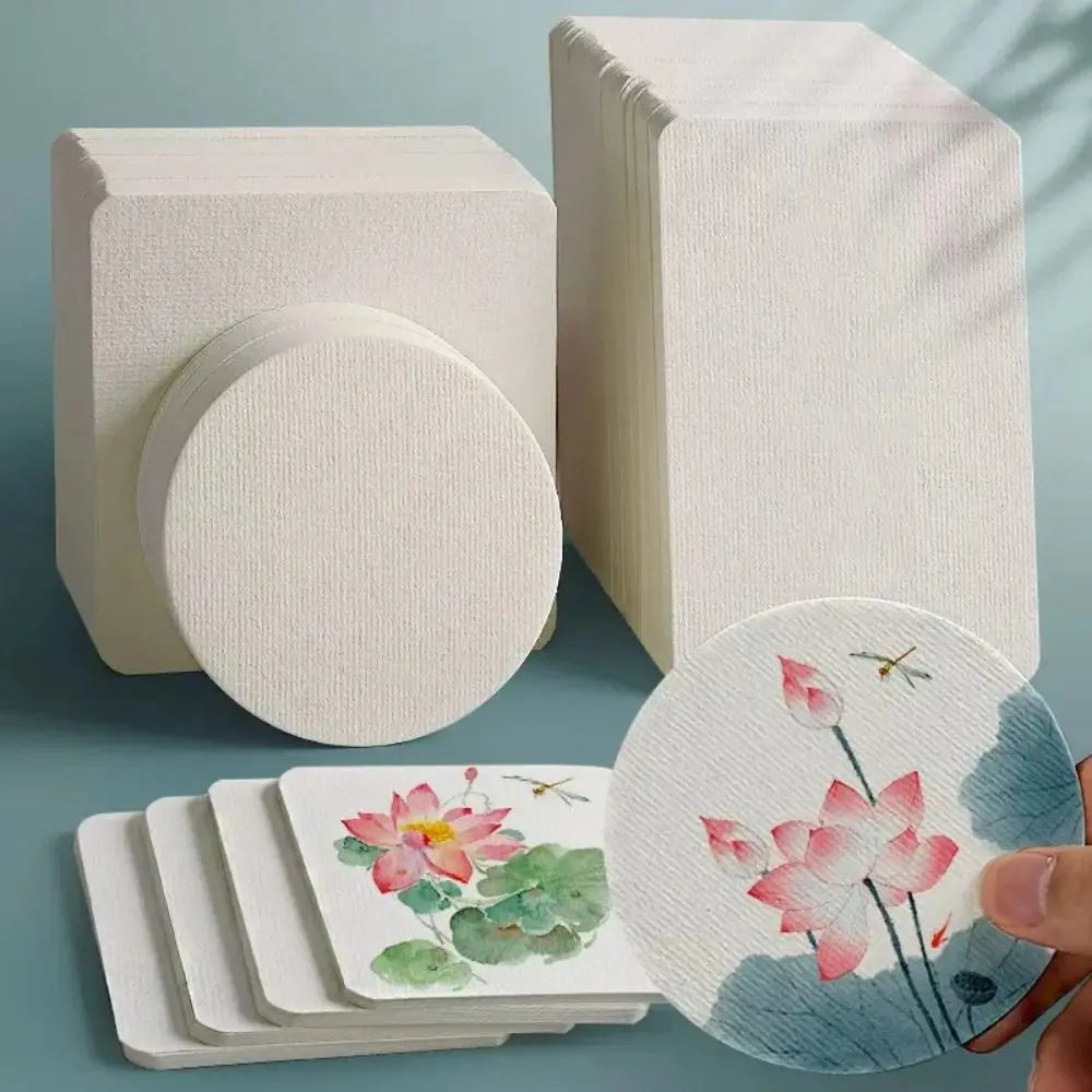 50-Sheet Watercolor Paper Set – Square, Round & Rectangle Watercolor Paper Set HIP