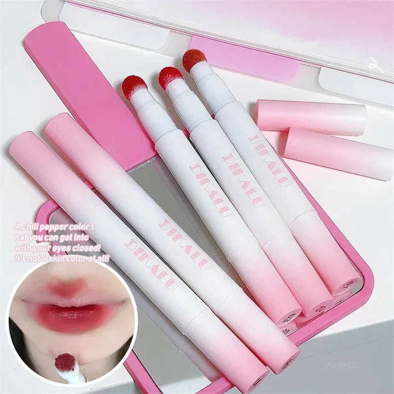 Lip Powder Cream Air Cushion Lips Cream Matte Brick Red Lip Glaze Mud Lipstick Pen Non-Stick Cup Female Lip Tint Korean Makeup HIP