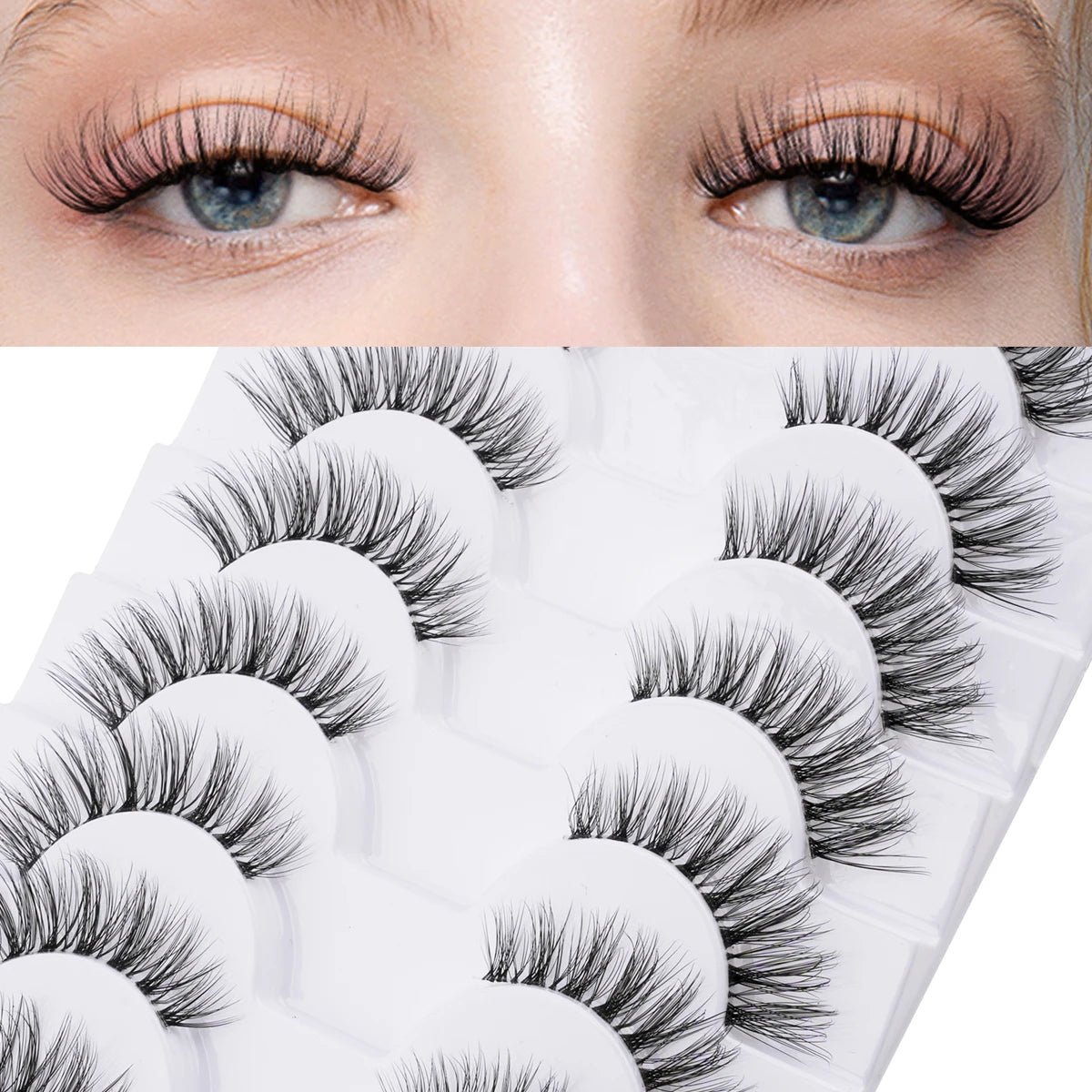 YSDO Eyelashes 5/10Pairs Fox Lashes Natural 3D Cat Eye Lashes Clear Stem False Eyelash Extension Makeup Faux Cils maquiagem HIP