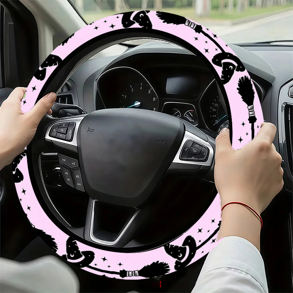 Witch Hat Broomstick Steering Wheel Cover – Universal Fit Steering Wheel Cover HIP