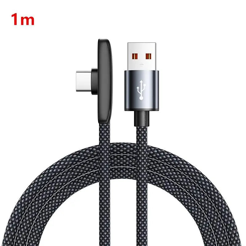 100W USB-C Fast Charging Cable – 90° Elbow Nylon Braided USB-C Charging Cable HIP A