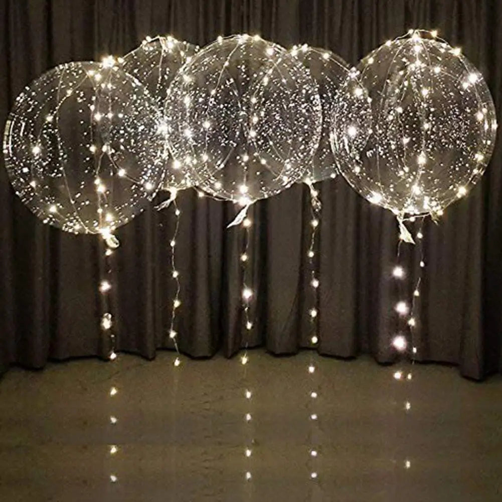 3sets Led Balloons Light Up Balloons Clear Bobo Balloons Luminous Bubble Balloon With Light String For Party Birthday New Year HIP