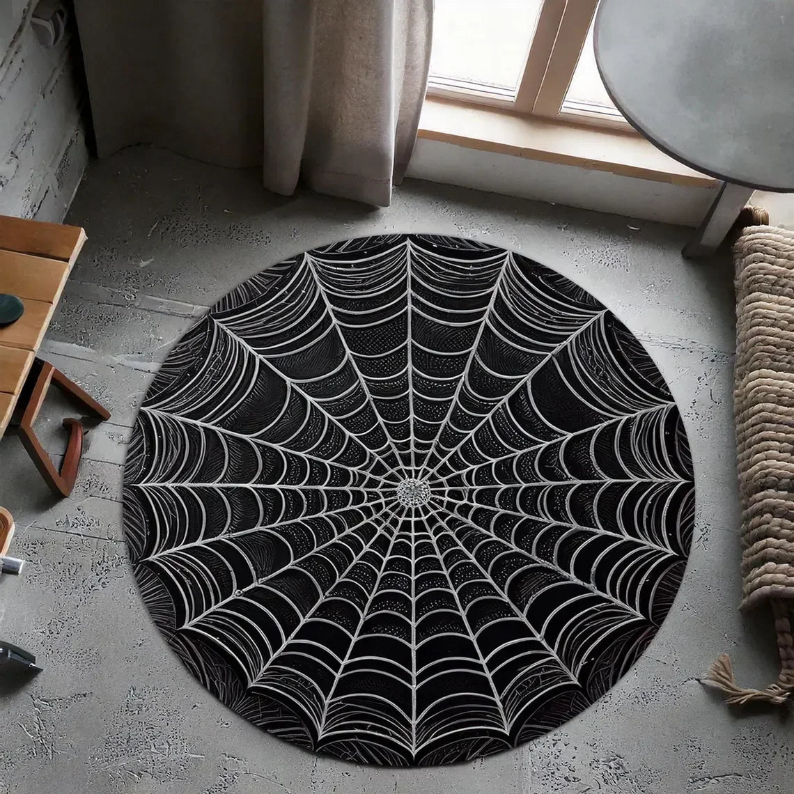 Gothic Skull & Tree Roots Round Rug – 3D Dark Forest Floor Mat Gothic Area Rug HIP