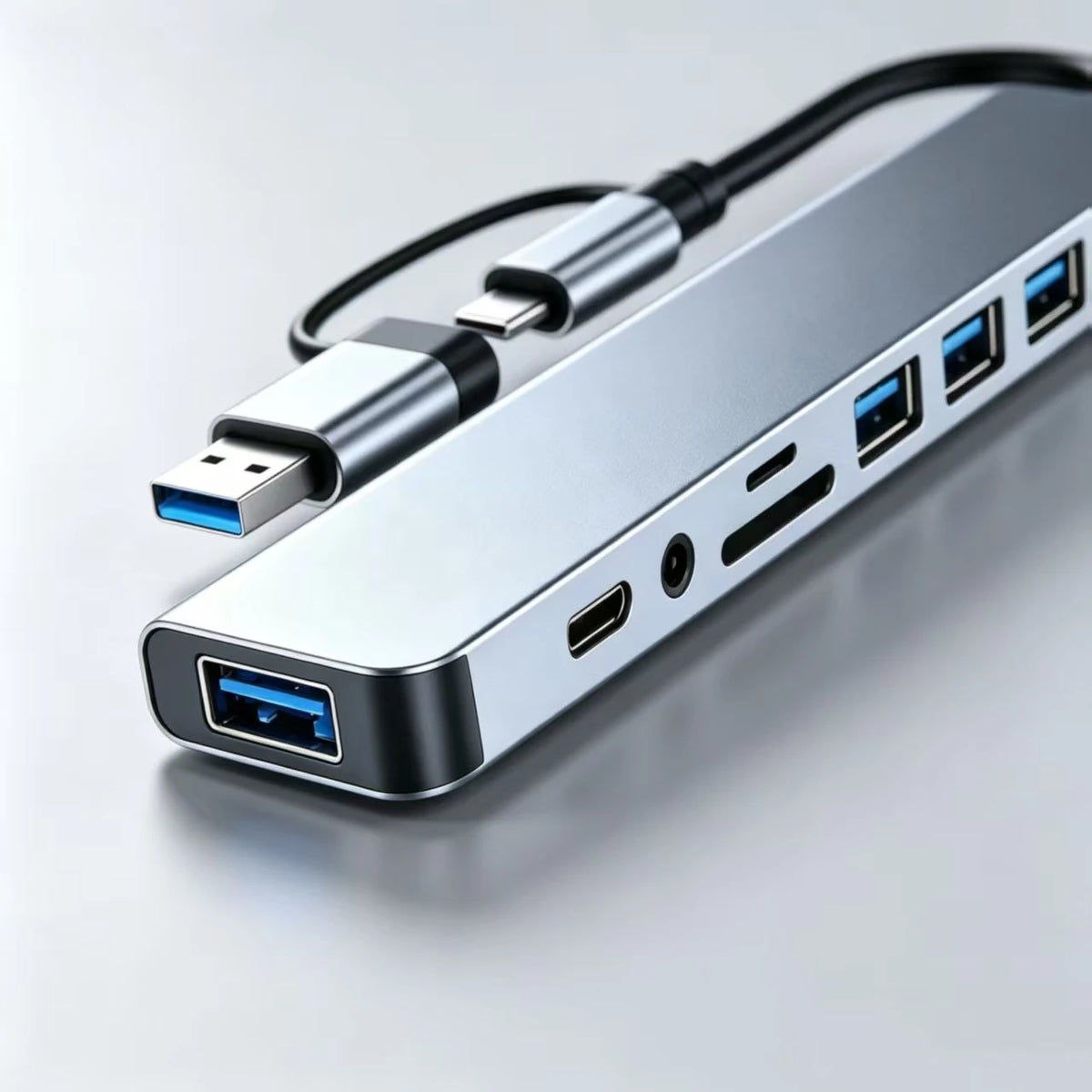8-in-2 USB-C Hub Adapter – 8-Port Docking Station for Laptop USB-C Hub Adapter HIP
