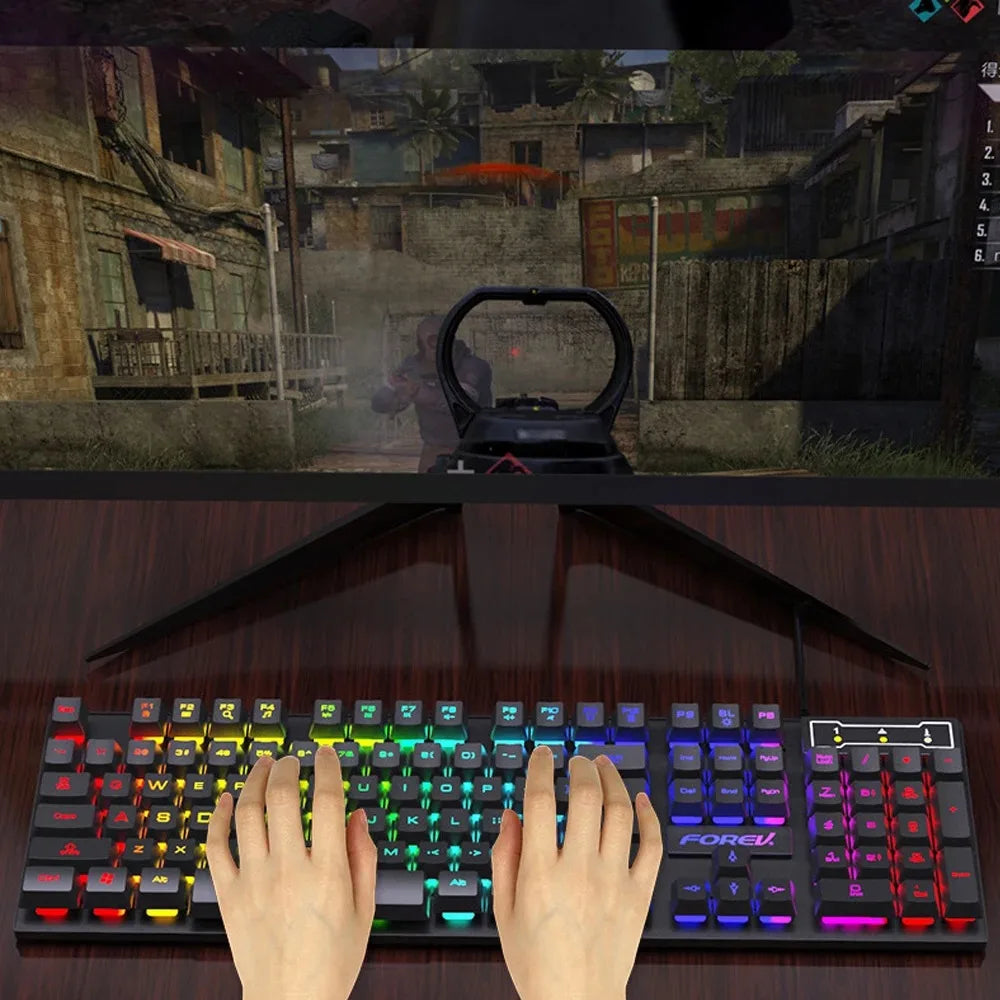 RGB Wired Gaming Keyboard – 104 Keys Mechanical Feel | USB Gaming Keyboard HIP