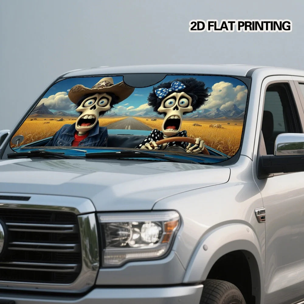 Halloween Skeleton Road Trip Car Windshield Sunshade Car Windshield Sunshade HIP